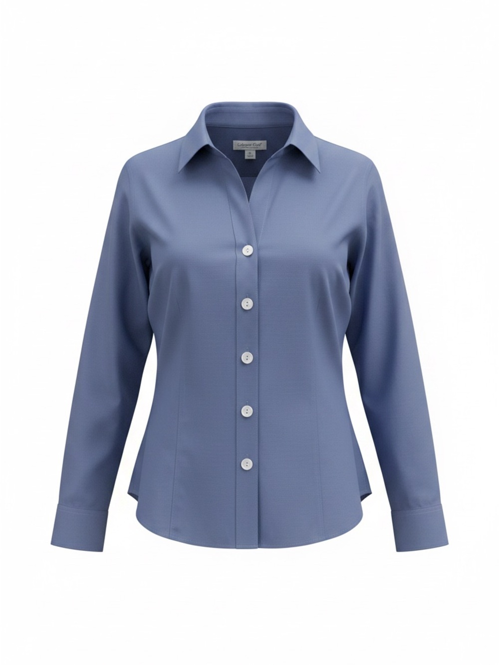 COLDWATER CREEK BLUE BUTTON UP BLOUSE QUALITY WORK ERRANDS BUSINESS EASY CARE PL